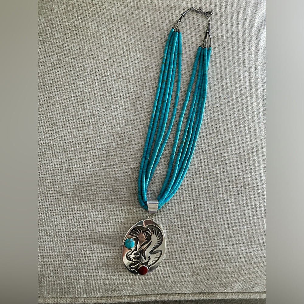 Beautiful sterling silver turquoise necklace